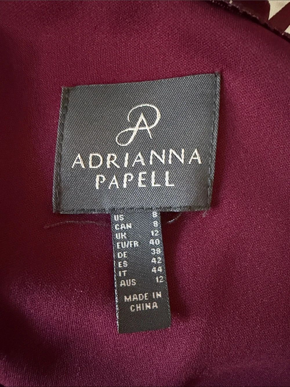 Adrianna Papell One-Shoulder Burgundy Evening Gown with Side Drape - Picture 2 of 3